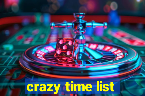 crazy time list